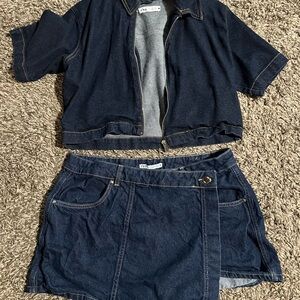 Zara Dark Blue Denim Set